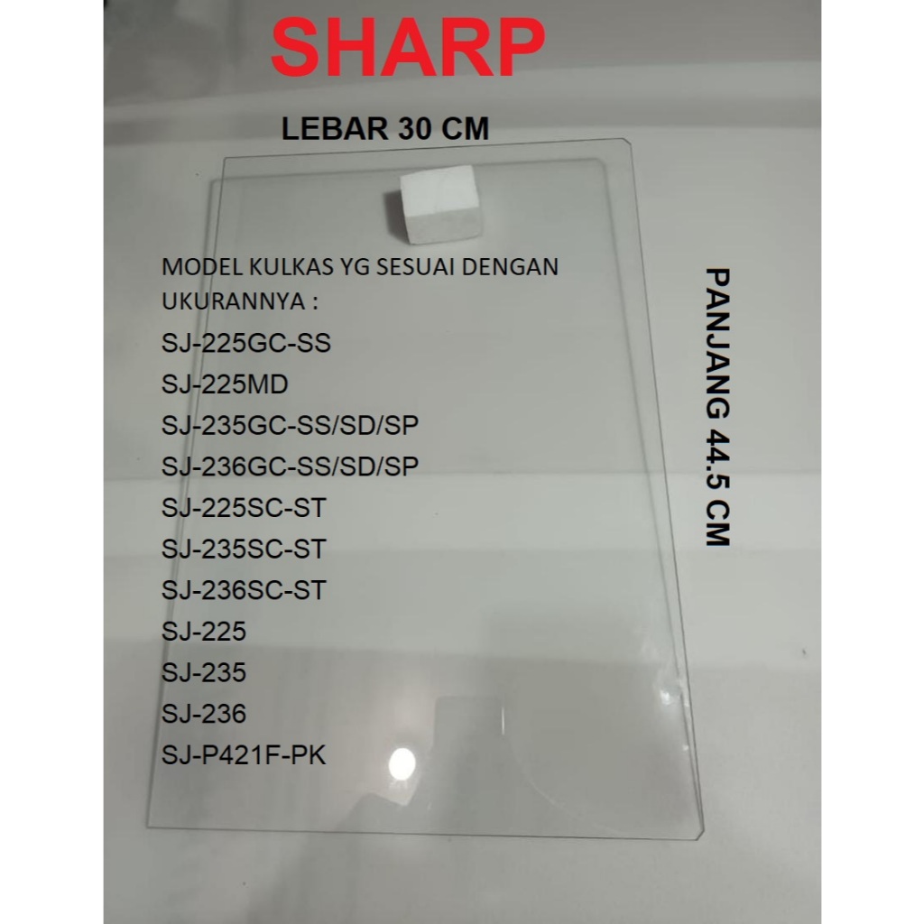 ORIGINAL RAK TENGAH RAK KACA TEMPERED GLASS KULKAS SHARP 1 PINTU 2 PINTU Original 100% UTNA-I706VRF0
