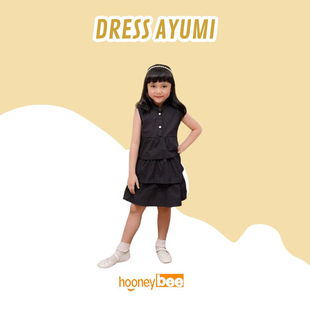 Dress Anak Ayumi Bahan Poplin Hooneybee Warna Hitam Size 1-5 Thn