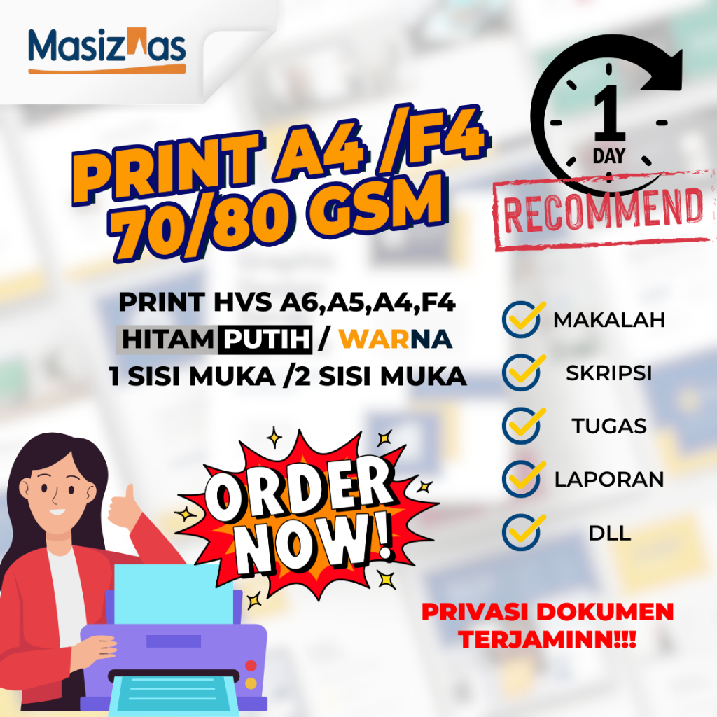 

Print A6, A5, A4, F4 70 gsm / 80 gsm CETAK DOKUMEN ,LAPORAN,MAKALAH, PROPOSAL, SKRIPSI, TESIS , DLL