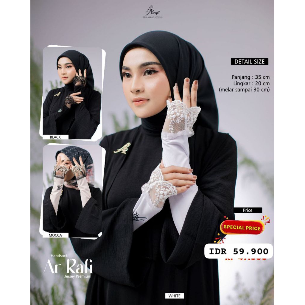 Spesial Price HANDSOCK ARRAFI - Sarung Tangan - Manset tangan Wanita Untuk Umroh & Haji By Hijab Arr