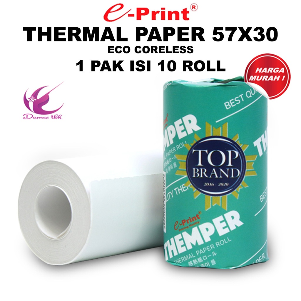

E-print Kertas Struk Thermal 57X30 ECO Coreless 1 Pak Isi 10 Roll