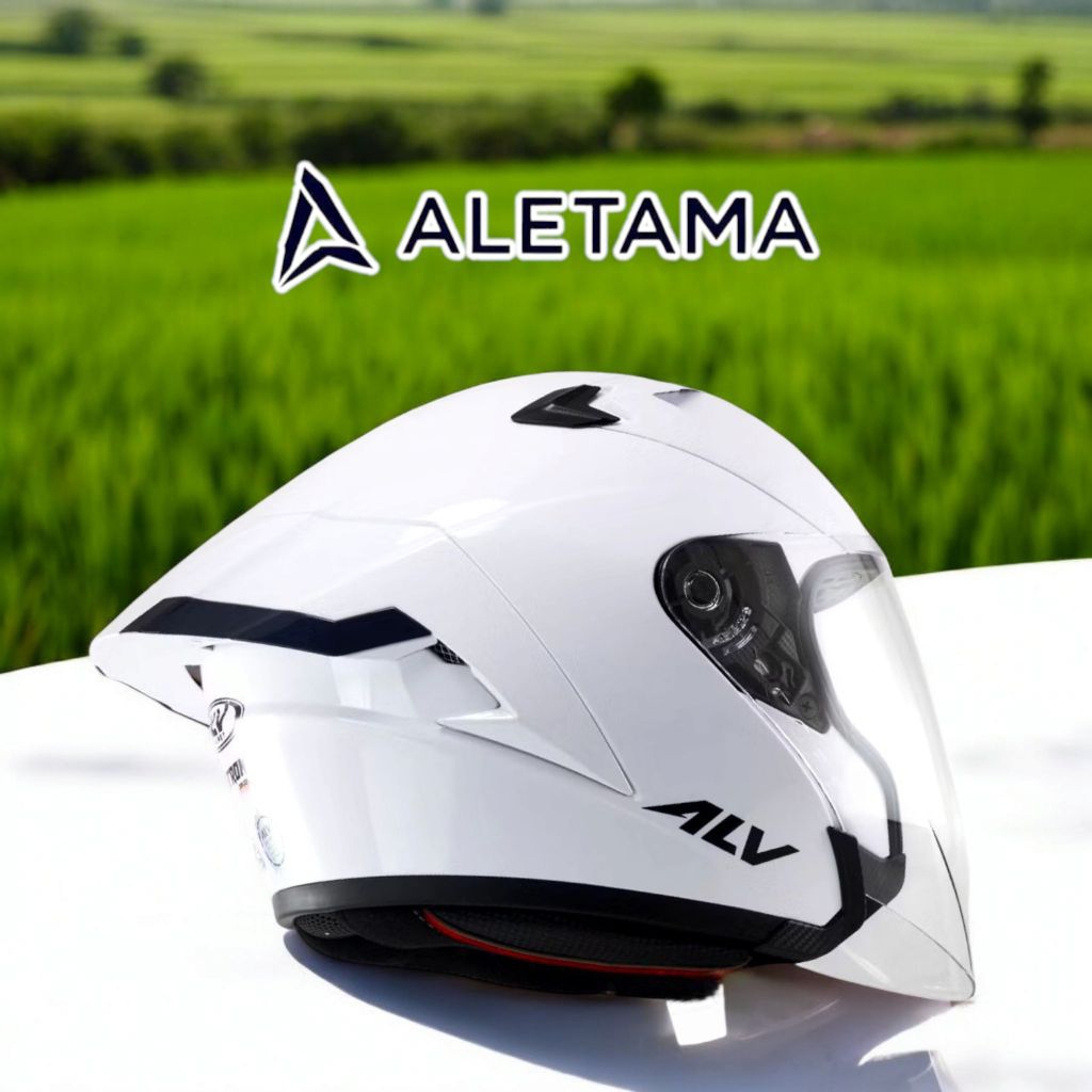 ALV ULTRON PRO - HELM HALF FACE PUTIH SOLID STANDART SNI / HELM PRIA DAN WANITA DEWASA SNI