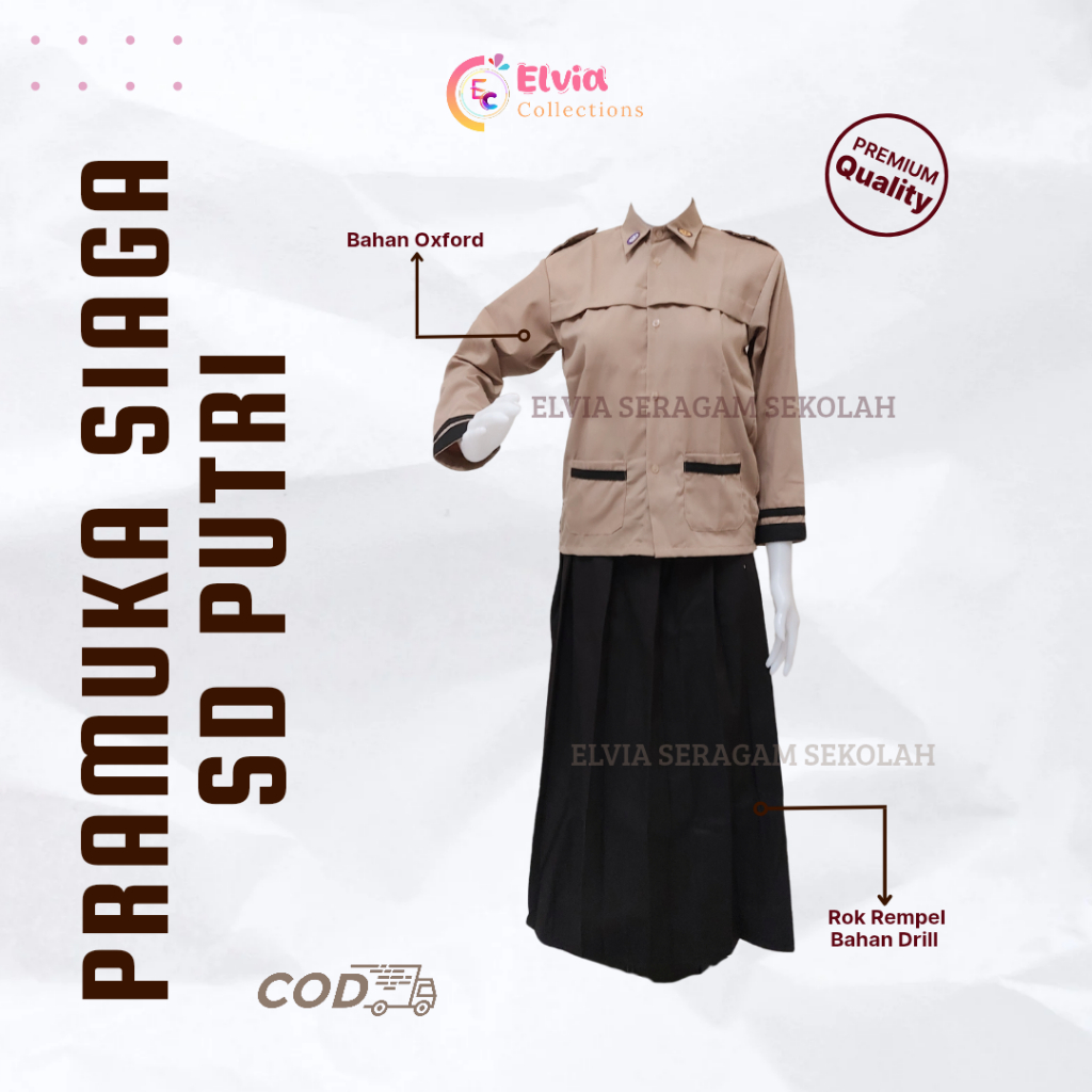 ELVIA Collection Seragam Pramuka Siaga Putri - Seragam Pramuka SD Perempuan