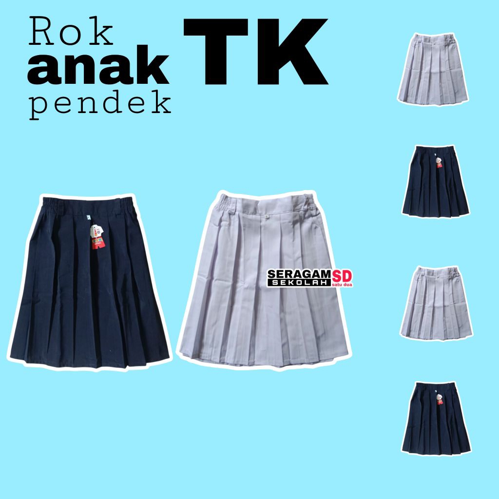 Rok Anak TK Hitam Pendek Rok Sekolah Pendek Warna Putih