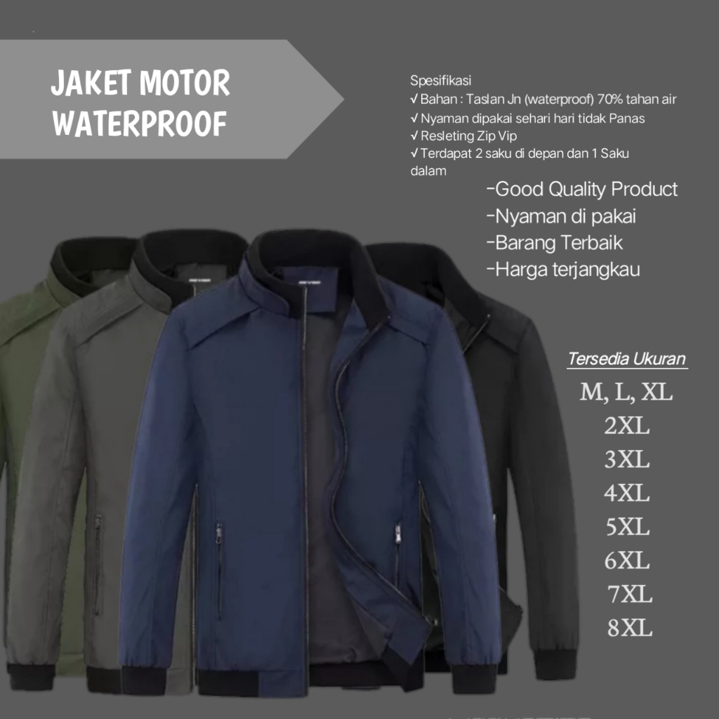 Jaket Waterproof Big Size Jaket Touring Motor Anti Air Ukuran Jumbo