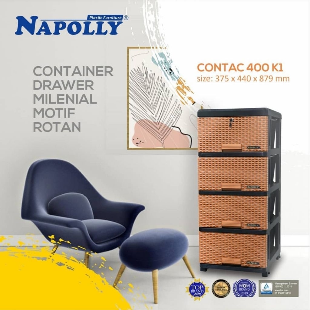 Napolly Lemari Plastik Contac motif Rotan Lemari Plastik Susun 5 Susun 4 Lemari Pakaian Plastik Napo