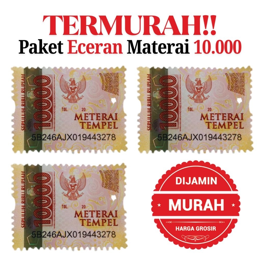 

MATERAI 10000 ASLI 1 PCS HARGA GROSIR