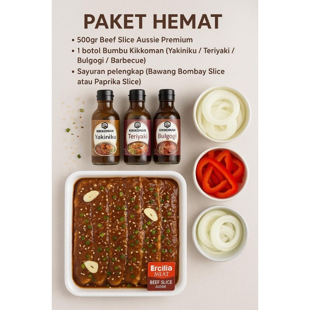 

paket hemat paket combo beef slice, bumbu dan sayuran