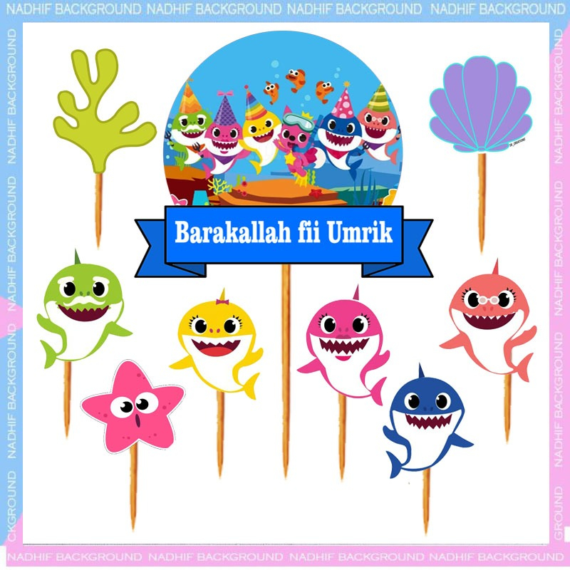 

Toper Murah Karakter BABSHARK Hiasan Kue Ulang Tahun Decorasi Cake Happy Birthday