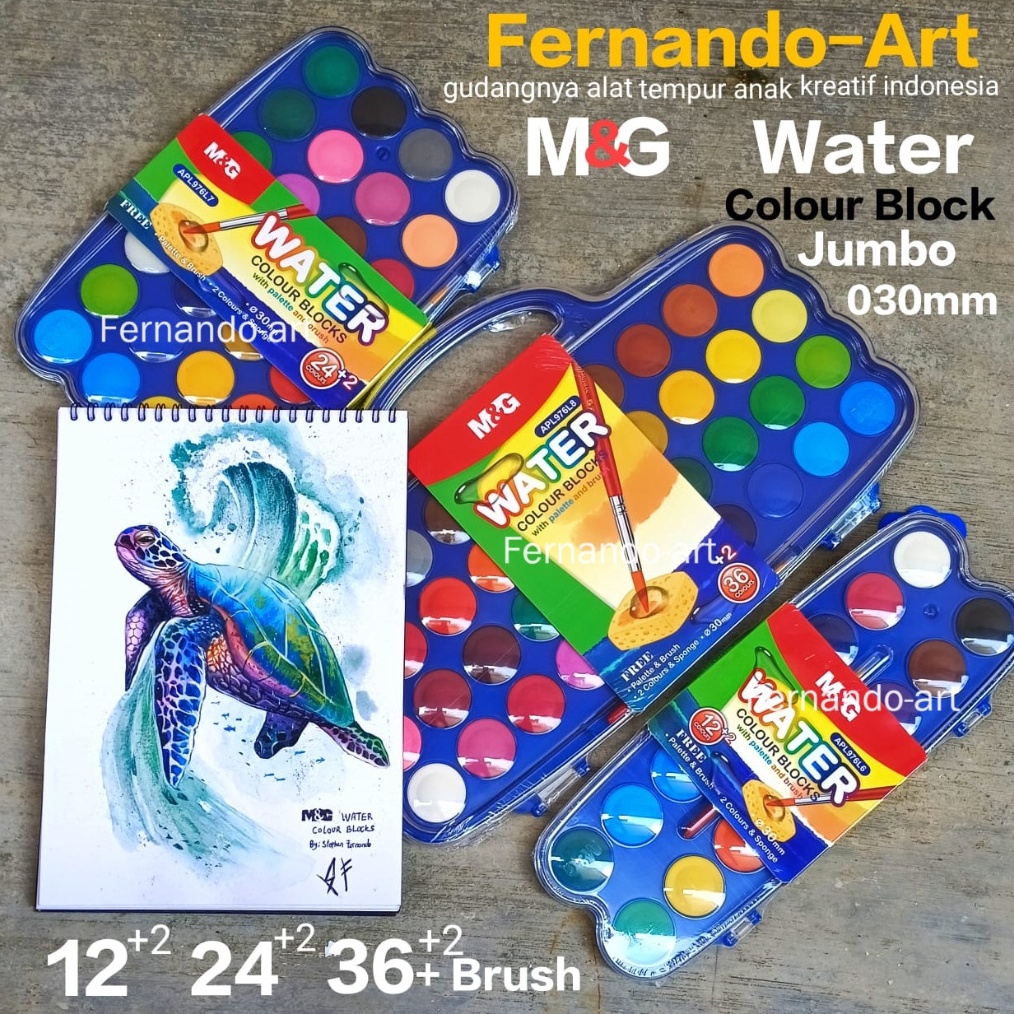 

KODE G95R MG Cat Air Lukis Set Solid Water Colour 3mm 362412 Warna Bonus Kuas 2 Warna Tambahan
