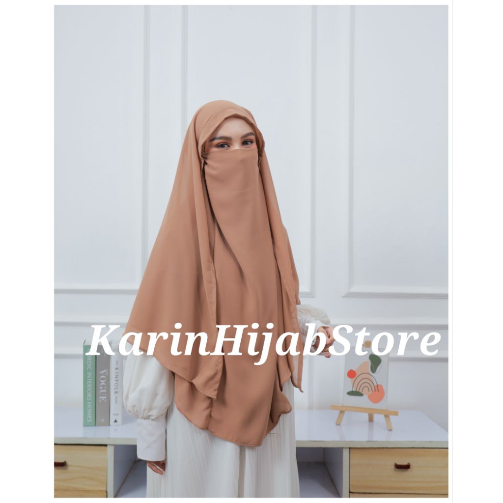 Jilbab Khimar Cadar Aisyah / Hijab Niqab Syari 2 Layer / Kerudung Khimar Bergo Instan