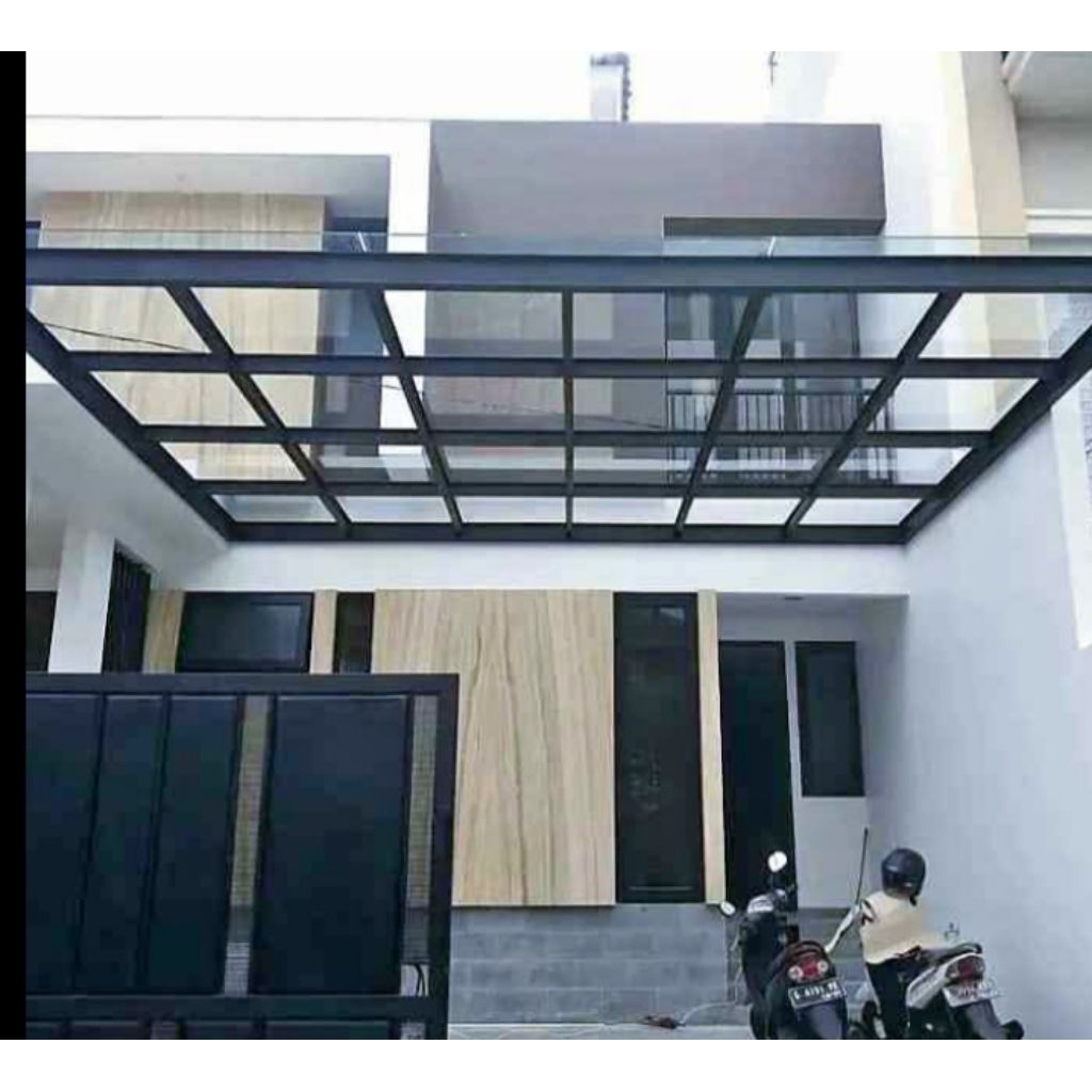 kanopi besi holo kaca 10mm