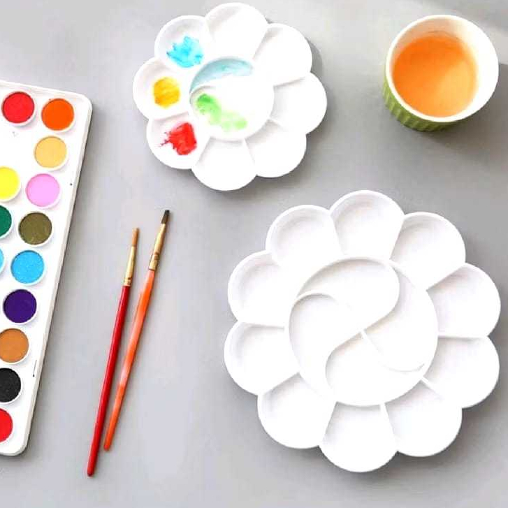 

PALETTE CAT AIR DAN CAT ACRYLIC BENTUK BUNGA / PALET MELUKIS / PIRING / PALETTE 8CM & 13CM