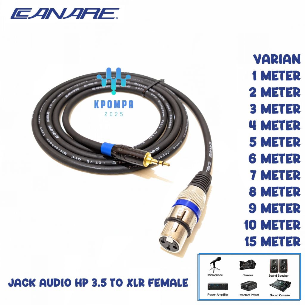 Kabel Jack AUX HP Mini 3.5 To XLR Female