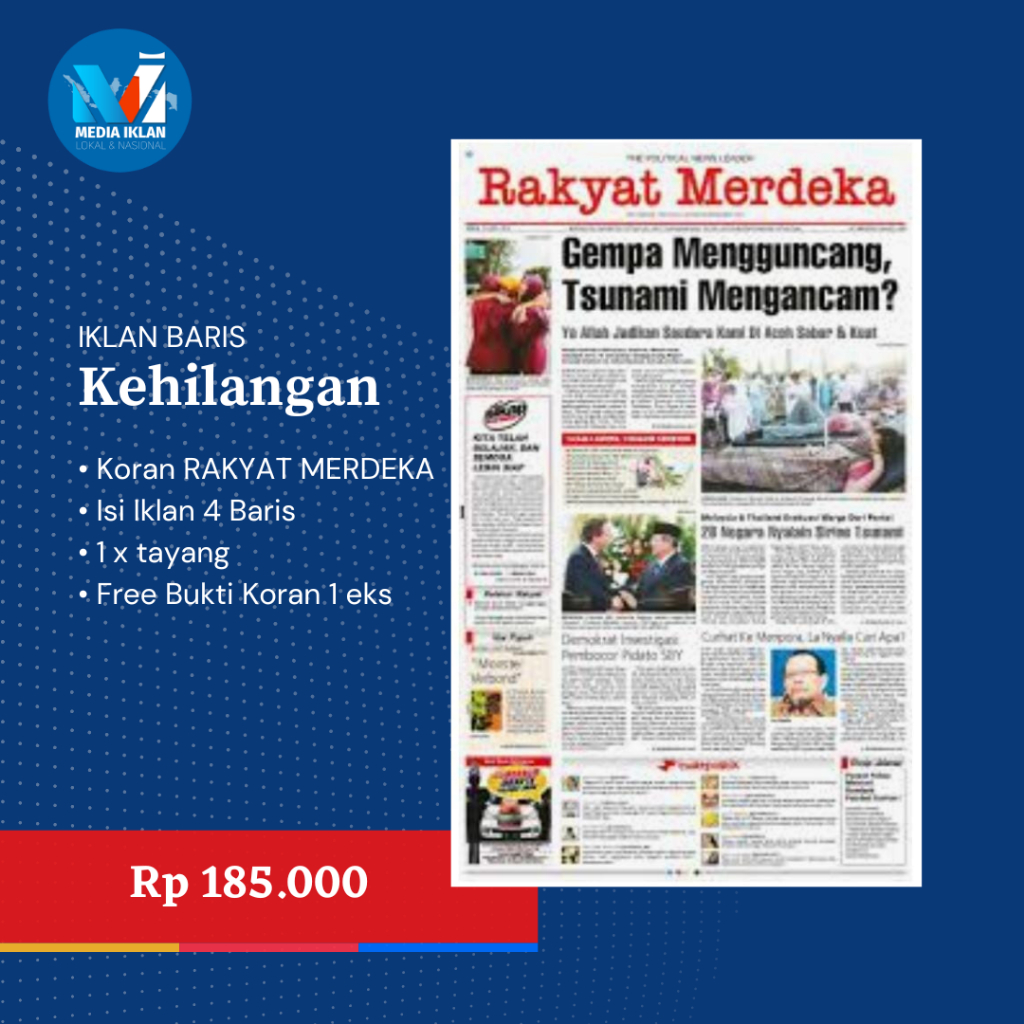 IKLAN KORAN KEHILANGAN BPKB STNK AJB SHM 1 MEDIA