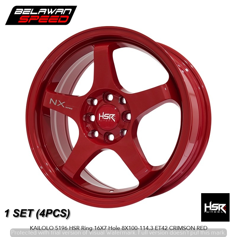 Velg Mobil HSR Kailolo Red Ring 16 Untuk Jazz Baleno Freed Honda City Hatchback Brio r16