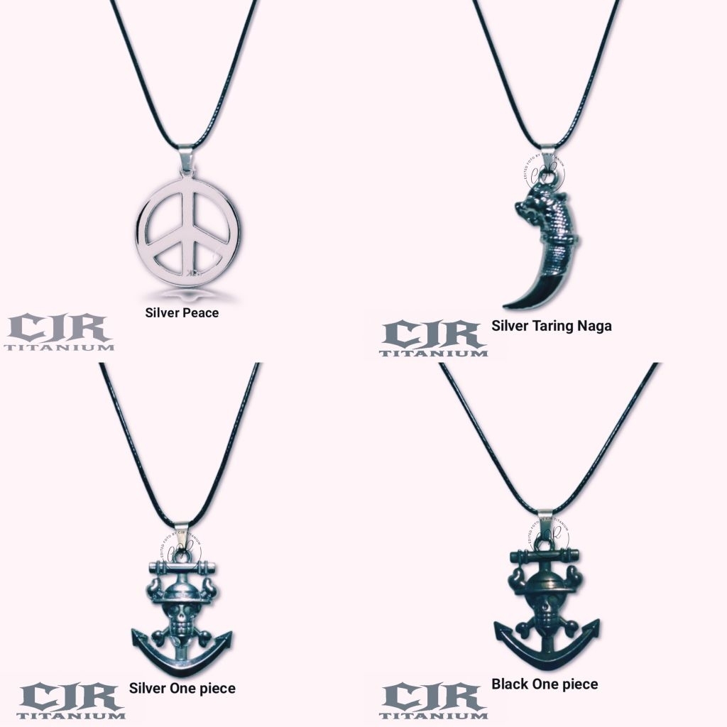 (KL65) KALUNG TALI HITAM KOREAN STYLE NECKLACE LIONTIN PEACE-CJR TITANIUM