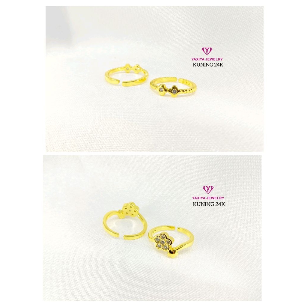 cincin bunga zicron bayi/anak lapis emas 24k