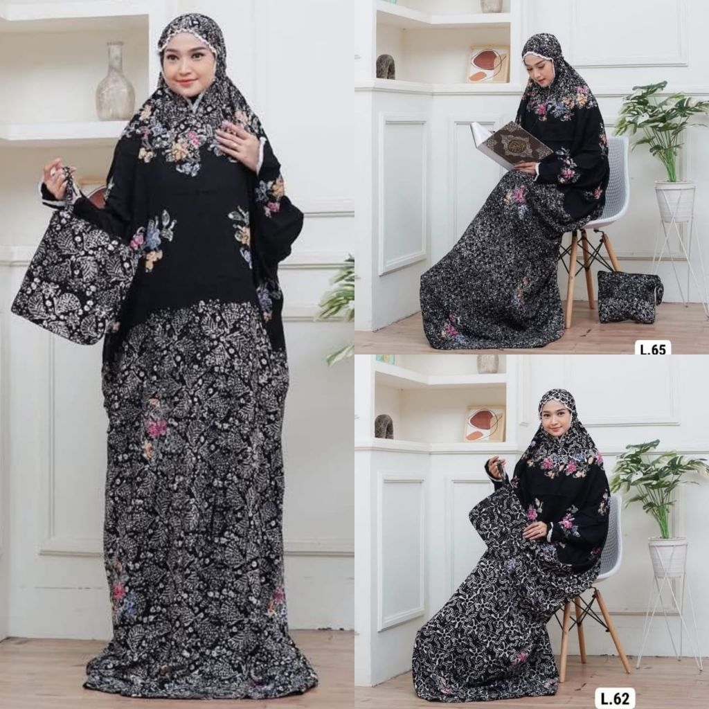 mukena lajur batik abstrak