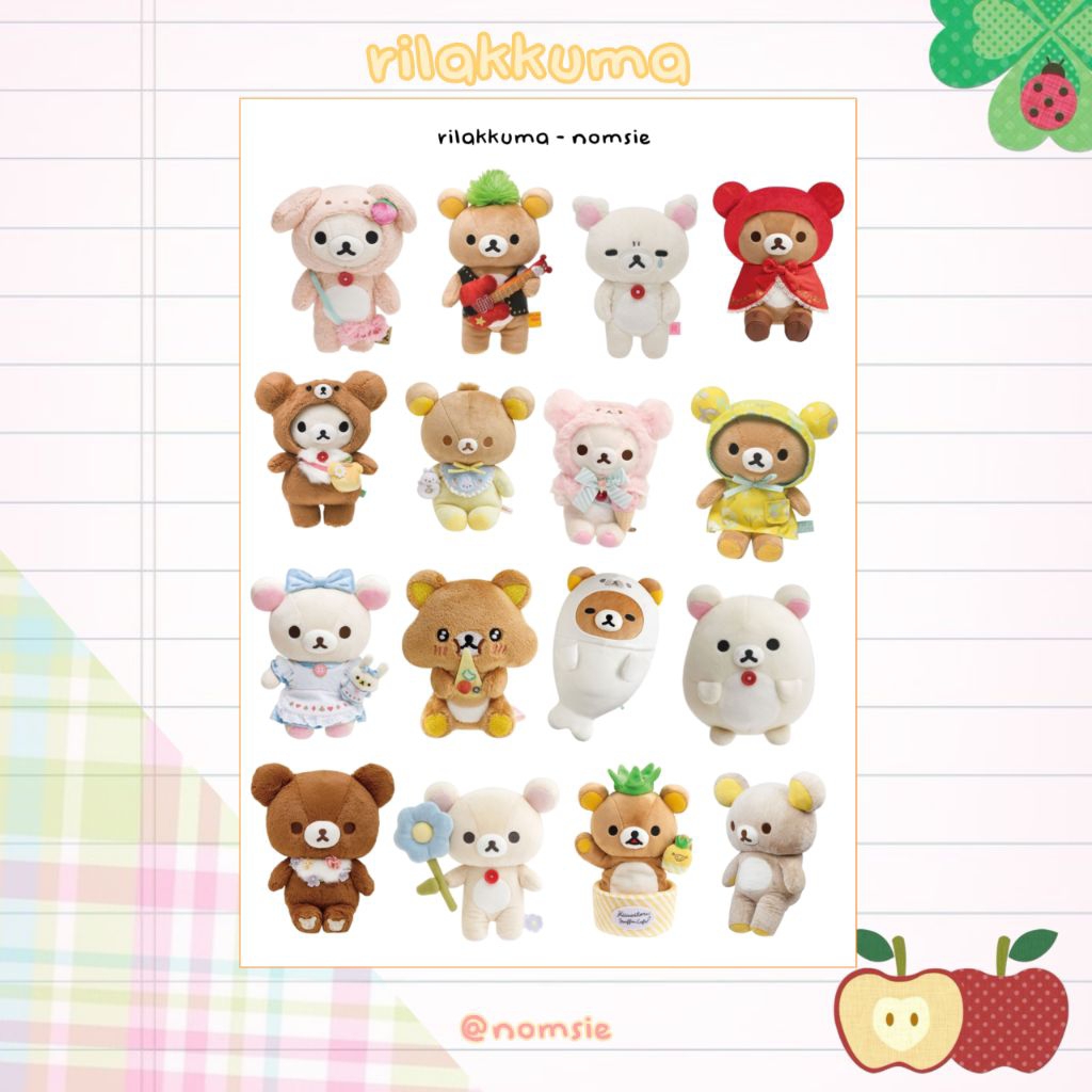 

rilakkuma sticker sheet ꒱⁠˖⁠♡ |a6