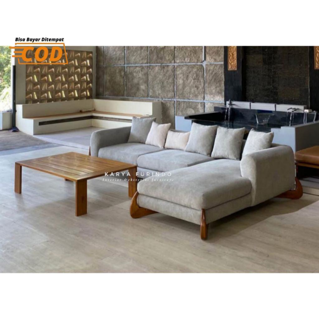 Kursi Tamu Minimalis Sudut Jati, Kursi Tamu Sofa Modern, Kursi Tamu Jati Jepara