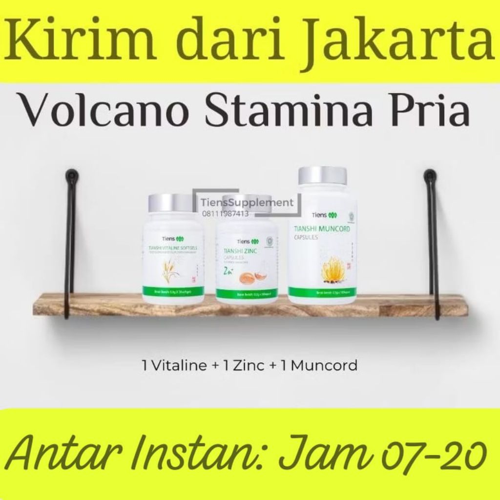 Paket Volcano Stamina Pria Tiens ( 1 botol Tianshi Muncord Cordyceps Capsules + 1 botol Zinc Capsule