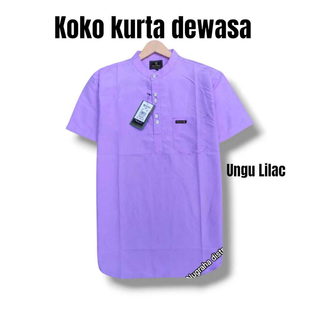 Baju Koko Pria Lengan Pendek Warna Ungu Lilac Terlaris Pakaian Muslim Pria 2025