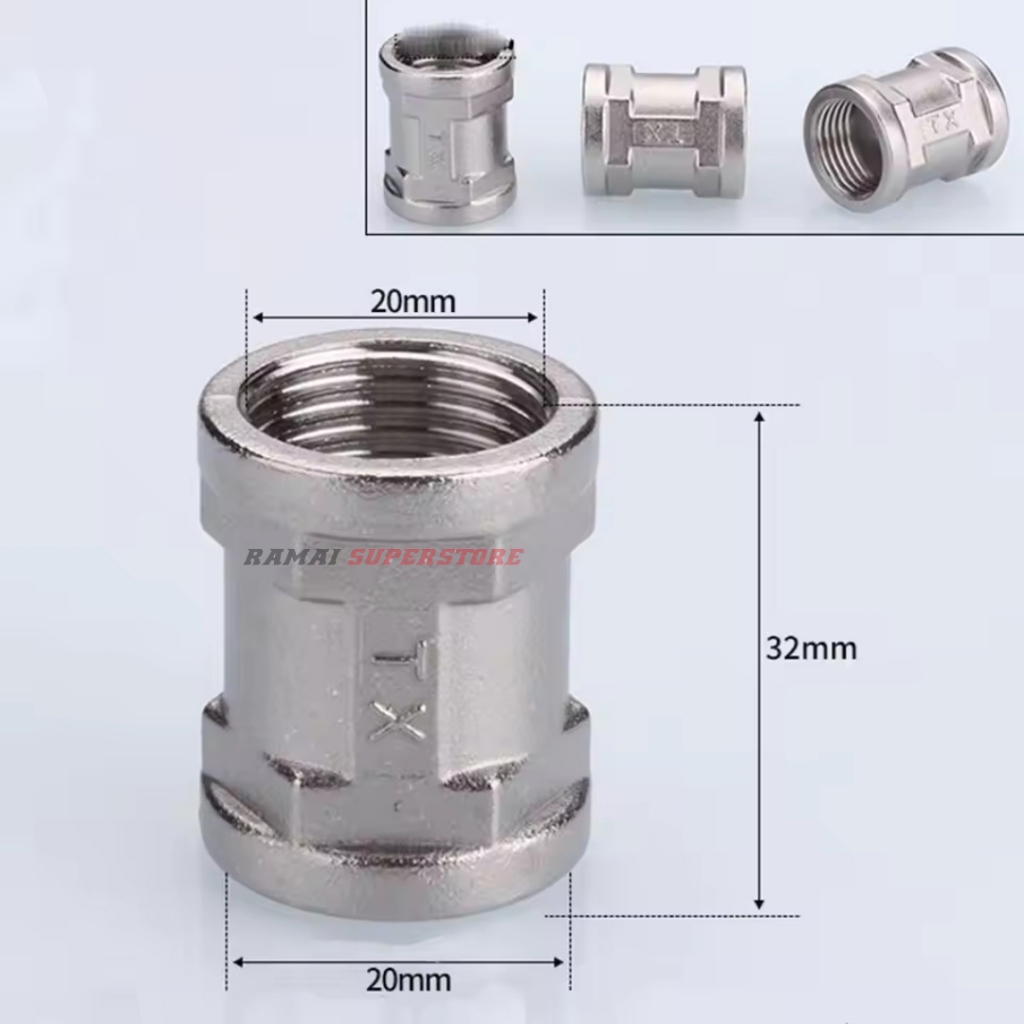 Sok Drat Dalam 1/2 x 1/2 Stainless 304