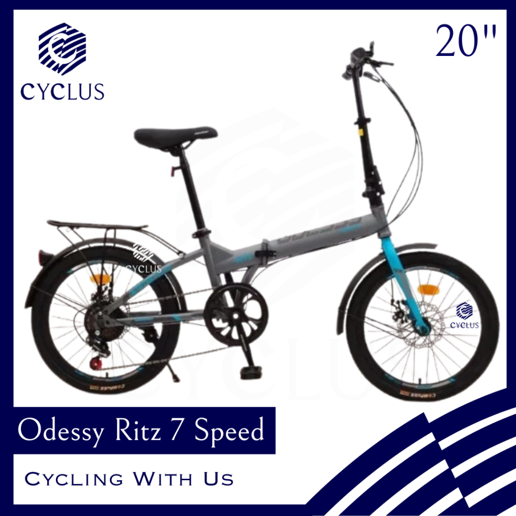 Sepeda Lipat Anak Dewasa Odessy Ritz 7 Speed Terbaru Boncengan Bagasi Rem Cakram 20 Inch