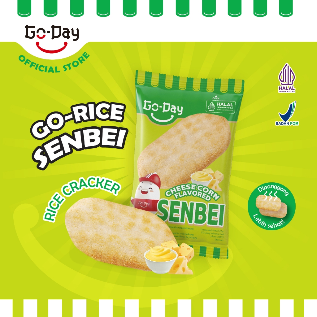 

Go-Day Go-Rice Krekers Beras Rasa Keju Jagung Isi 10, 15, 20, 30, 40, 50, 60 Pcs