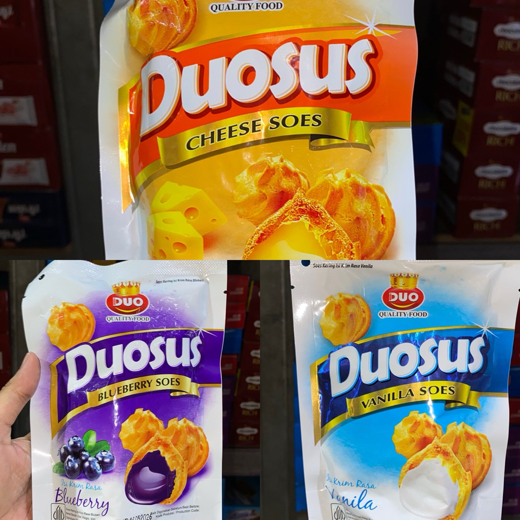 

DUOSUS 5pcs/ 10pcs @30gr Kue Soes Kering isi Krim Rasa Blueberry Vanilla Cheese| Kue Sus krim