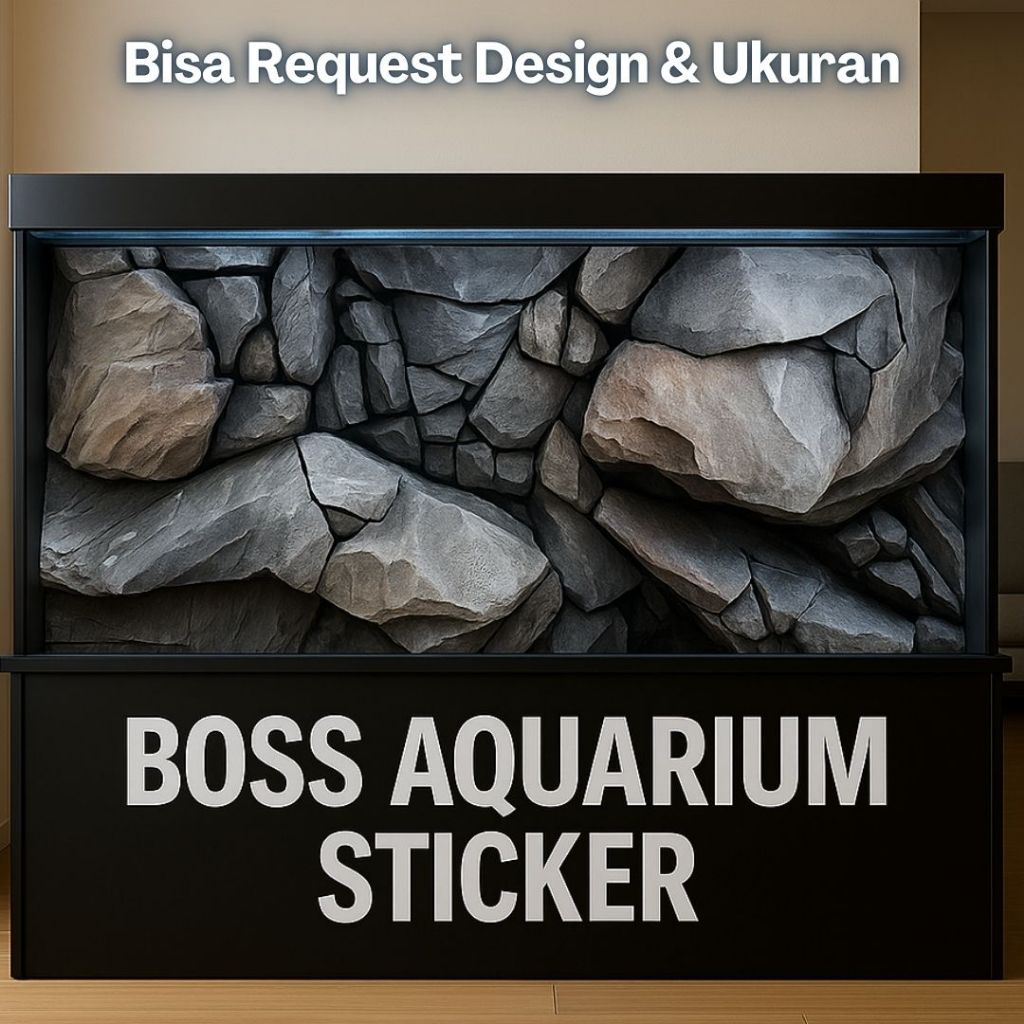 Boss Background Aquarium  3D Rock Background Bisa Custom