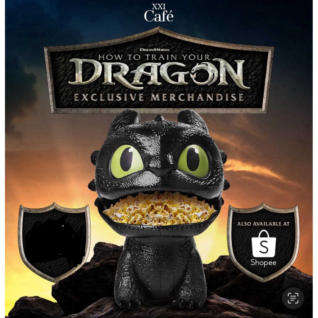 

EXCLUSIVE MERCHANDISE HOW TO TRAIN YOUR DRAGON TOOTHLESS XXI LIMITED EDITION POPCORN BUCKET, TOOTHLESS CINEMA XII HOW TO TRAIN UR DRAGON