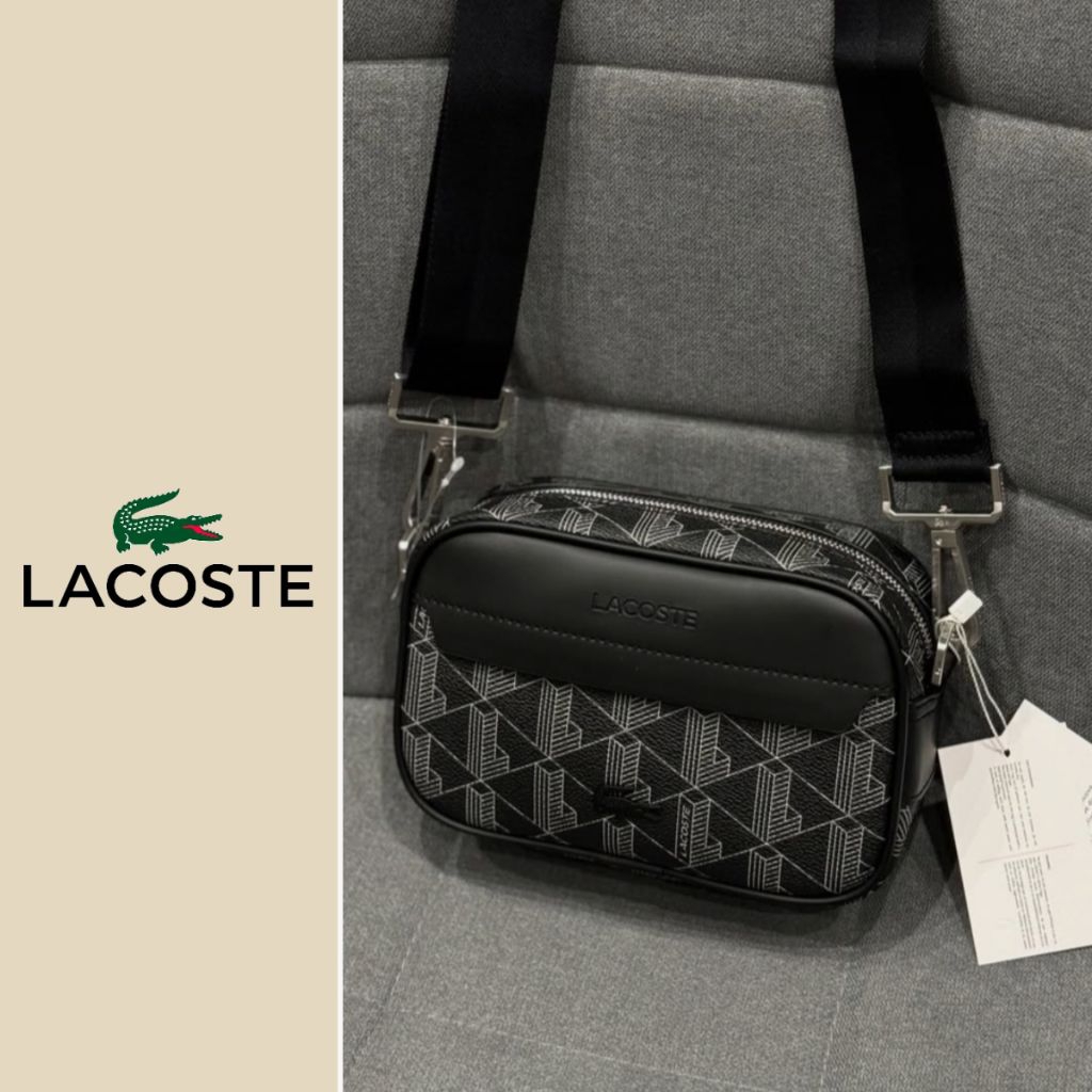 LACOSTE Men's Monogram Small Crossbody Bag - BNWT 100% Original