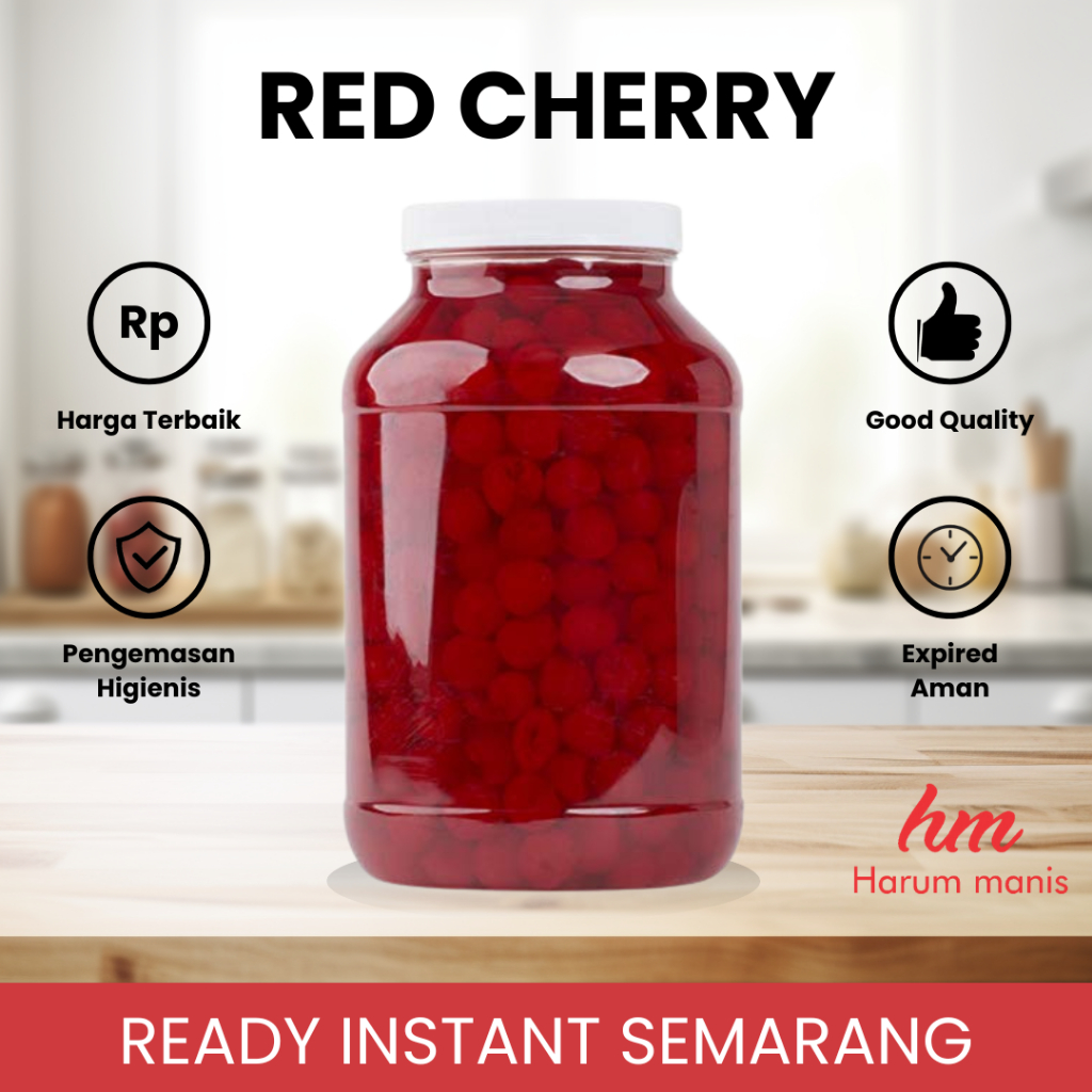 

Cherry / Ceri Maraschino Merah Tangkai per 5 buah Instant Semarang