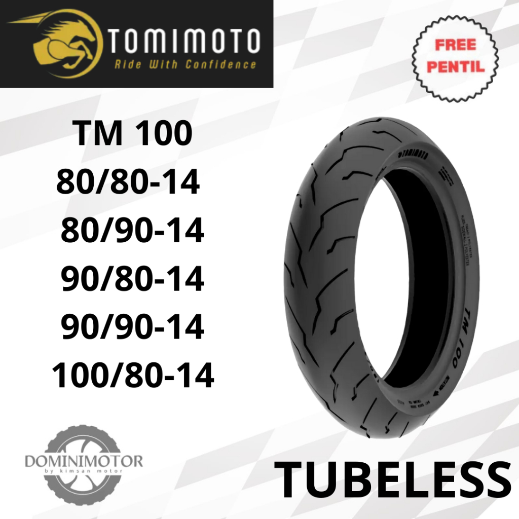 Ban Tomimoto Ring 14 Tubeless 80/90-14 90/80-14 90/90-14 Motor Matic Ban Tubeless Ring 14 Ban Motor 