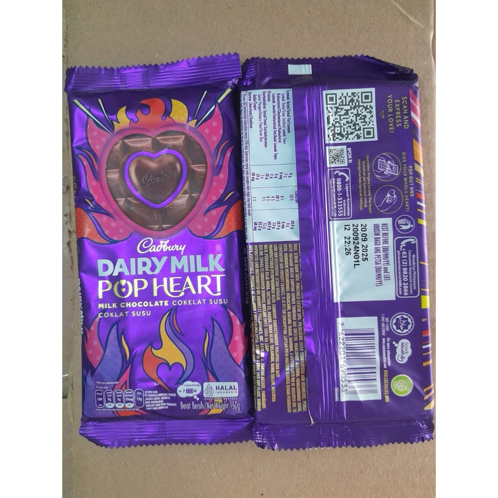 

POP HEART Cadbury diary milk 150 gr