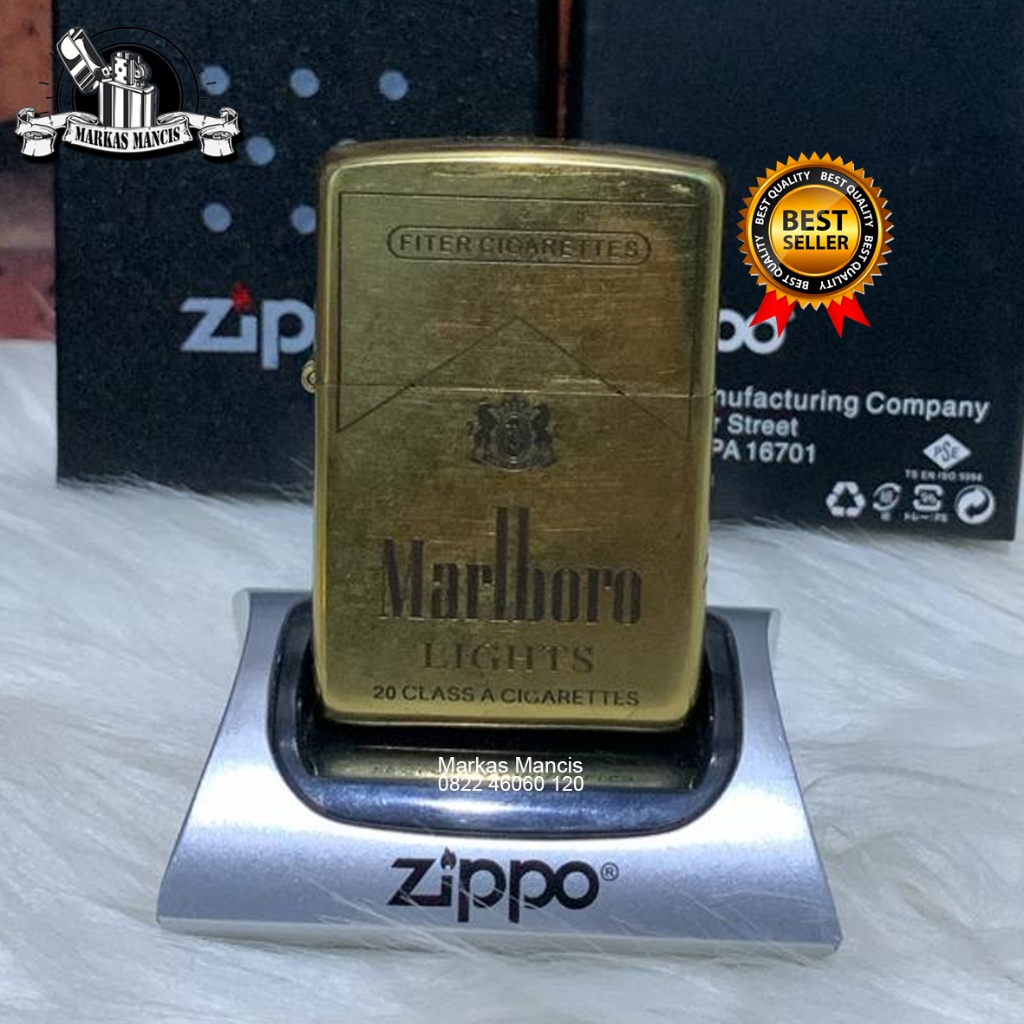 Korek Api Zippo Marlboro Classic Gold Full Grafir Five Side Premium