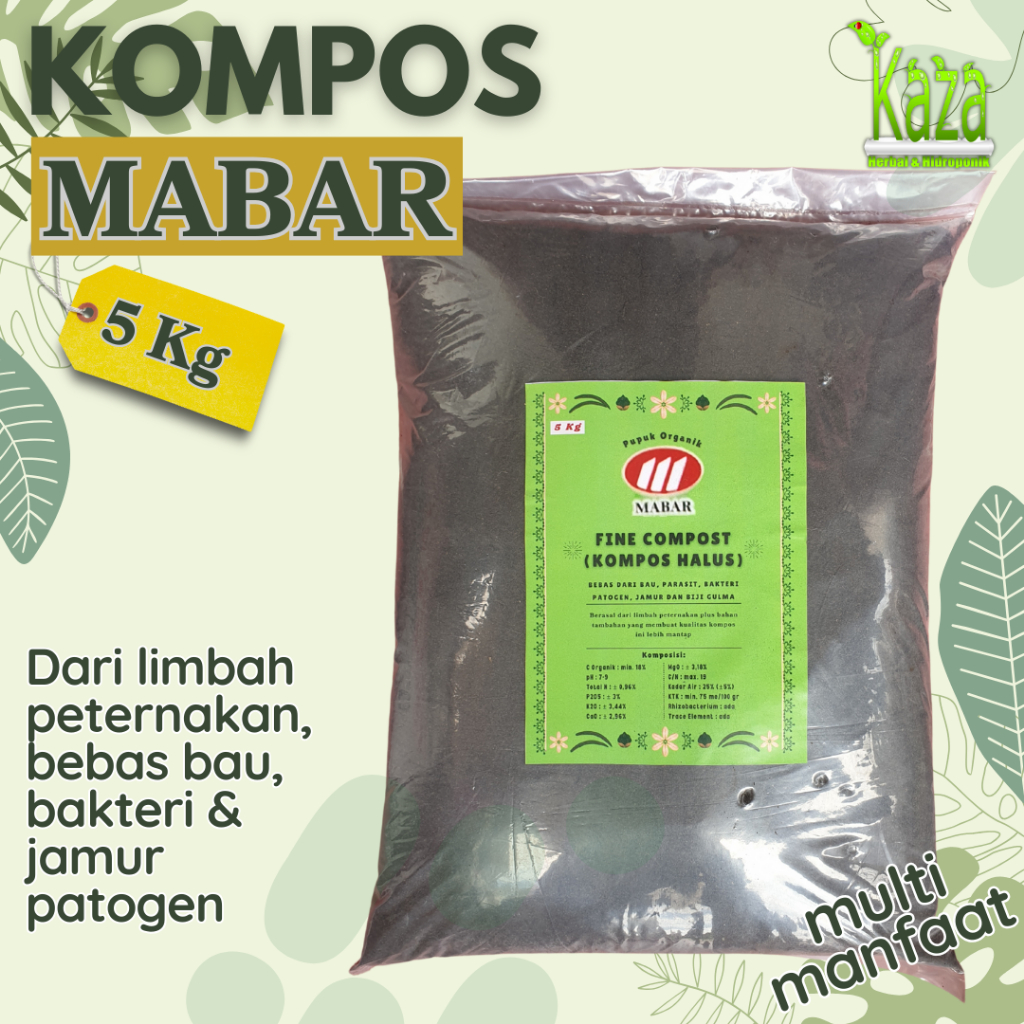 Kompos Mabar Kemasan 5 kg - Fine Compost Kotoran Hewan Pupuk Organik