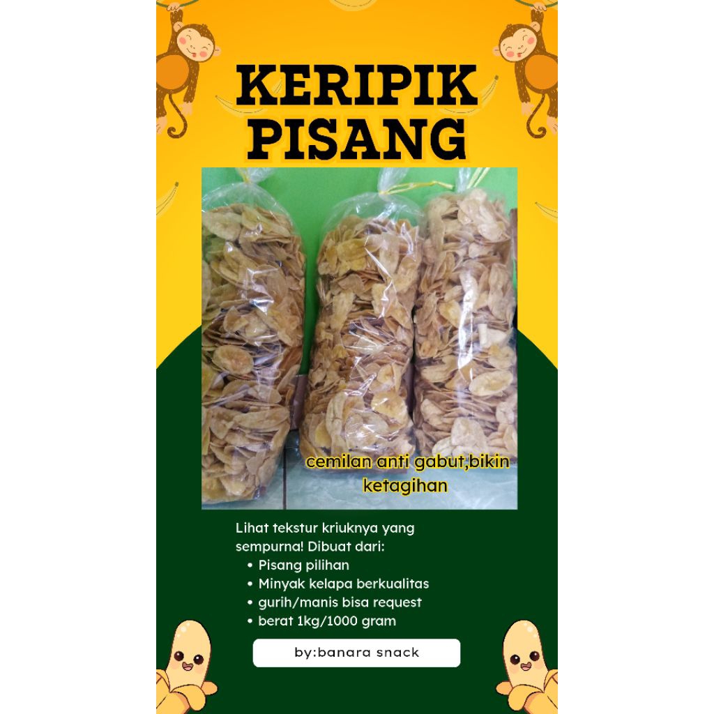 

1 ball kripik pisang manis gurih 1kg/1000gram