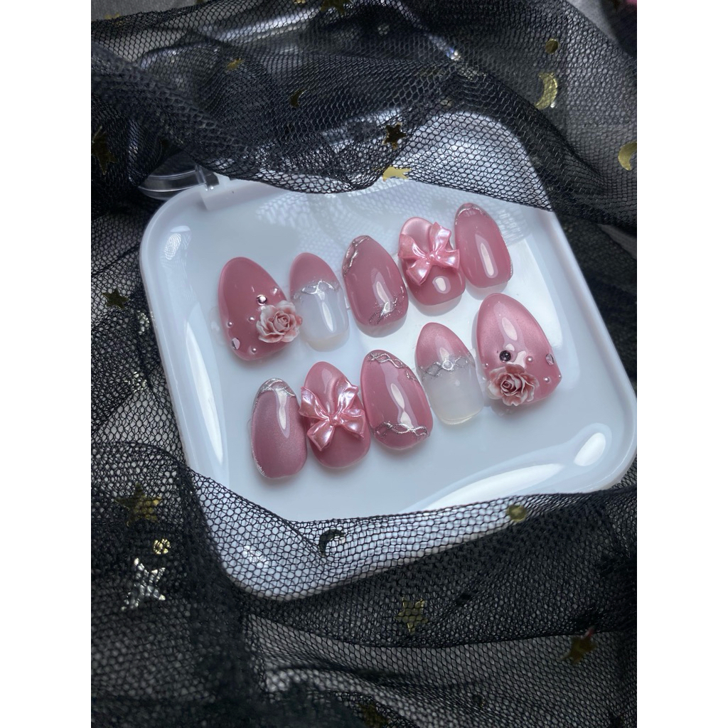 Press On Nails by Lidya / Pink Chrome Premium