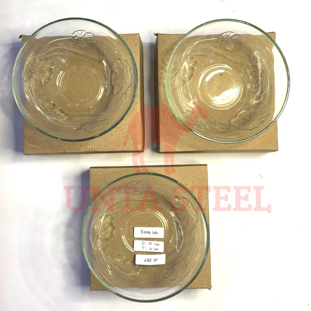 Mangkok kaca bening motif Bunga Mangkuk souvenir model RMB6B
