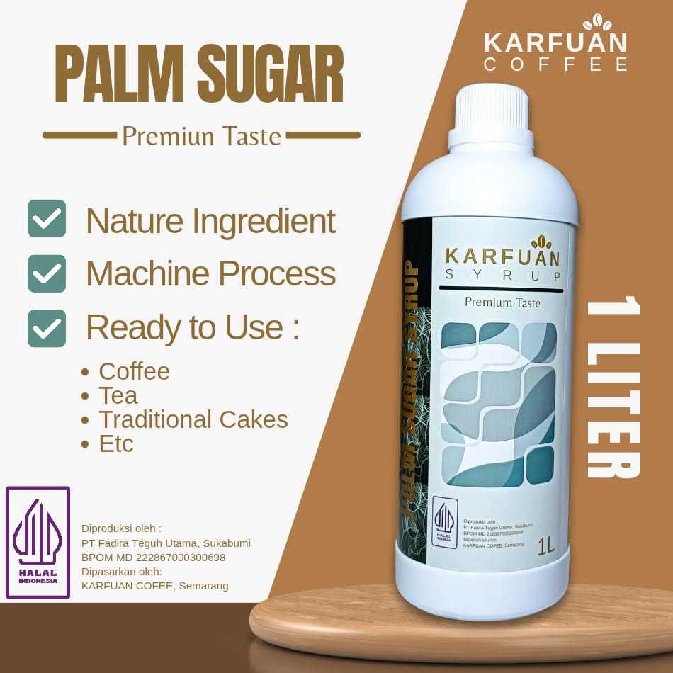 

Karfuan Syrup Premium Taste 1 Liter Palm Sugar & Brown Sugar – Gula Aren cair & Gula Merah Cair