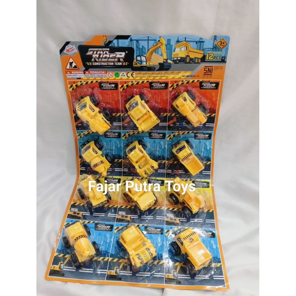 GROSIR Mainan Mobil Contruksi Star Rider Construction Team isi 12 pcs MD 1918