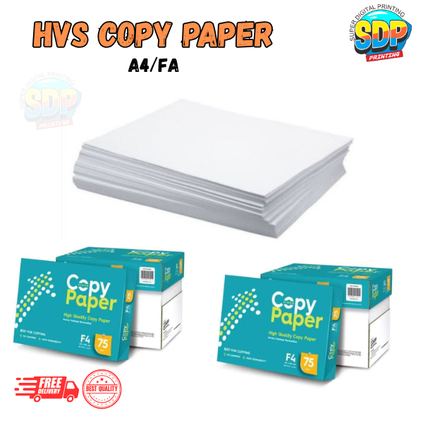 

HVS F4/A4 Copy Paper 75 Gsm 1 Rim HVS Putih 500 Lembar Termurah Terbaik Super Digital Printing.