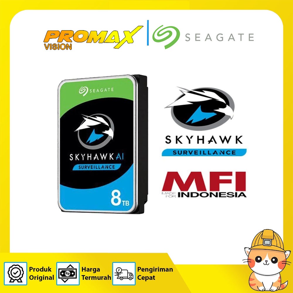 SEAGATE SKYHAWK AI 8TB MFI / SATA HDD SKYHAWK BERGARANSI RESMI 3 TAHUN