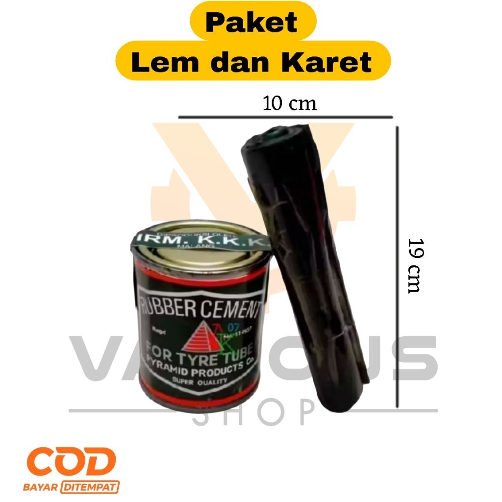 PAKET lem dan karet tambal motor mobil