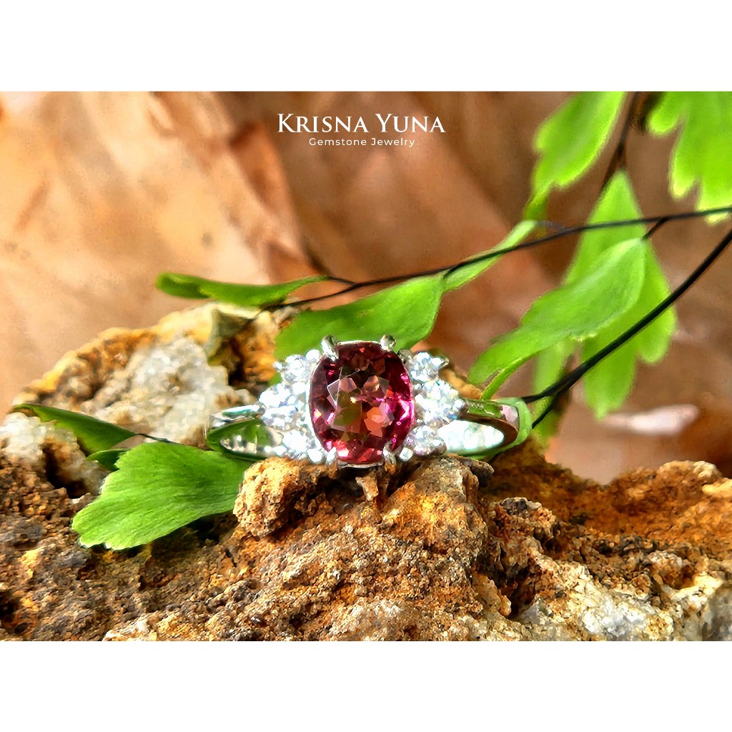 Natural Red PurpleTourmaline Ring