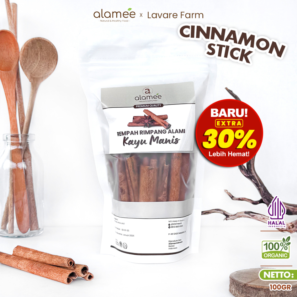 

ALAMEE Kayu Manis Batang Cinnamon Stick Rempah Rimpang Organik Bumbu Masak Dapur Seasoning 100gr BUMA