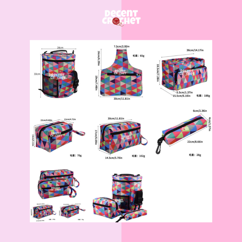 Decent Crochet - Tas Benang Rajut Wol Mosaik / Yarn Storage Organizer Bag